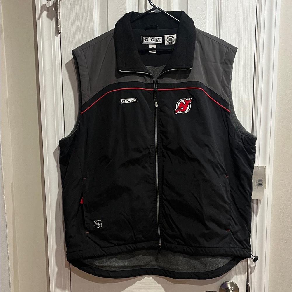 CCM NJ Devils Black and Gray Vest with Red Accents